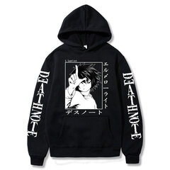 (musta-S）Death Note -hupparit Miesten Funny Japanilainen Anime Streetwear hinta ja tiedot | Miesten puserot ja hupparit | hobbyhall.fi