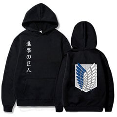 (musta-9-S）Attack on Titan Men Loose Pullovers Casaul Tops oversize -huppari hinta ja tiedot | Miesten puserot ja hupparit | hobbyhall.fi