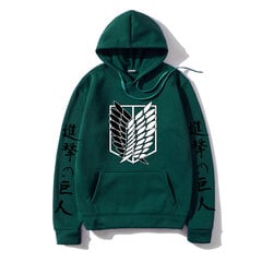 (Tummanvihreä H-M）Attack on Titan Miesten hupparit Animeprintti japanilaiset Streetwear-neulepuserot hinta ja tiedot | Miesten puserot ja hupparit | hobbyhall.fi