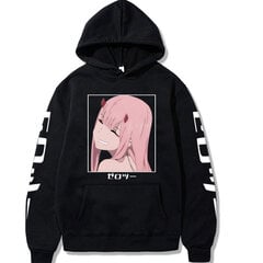 (musta-S）Anime Zero Two Print Pullover Winter Sweatshirt Miesten Ylisuuri Huppari hinta ja tiedot | Miesten puserot ja hupparit | hobbyhall.fi