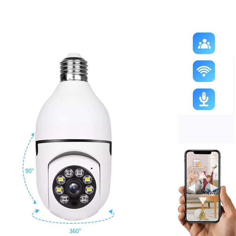 360 ° Polttimokamera HD Wireless Indoor WiFi Night Vision hinta ja tiedot | Valvontakamerat | hobbyhall.fi