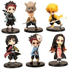 6 kpl Demon Slayer Anime Figuuri 7cm Nezuko Tanjirou Zenitsu Inosuke Kyoujurou Kanawo Kawaii Toy Q Figuraalinen PVC mallilahja hinta ja tiedot | Miesten korut | hobbyhall.fi