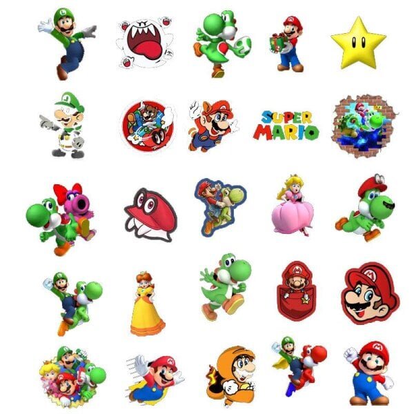 50 tarraa tarrat - Super Mario - Sarjakuva - Nintendo monivärinen hinta ja tiedot | Koristeet ja tarrat | hobbyhall.fi