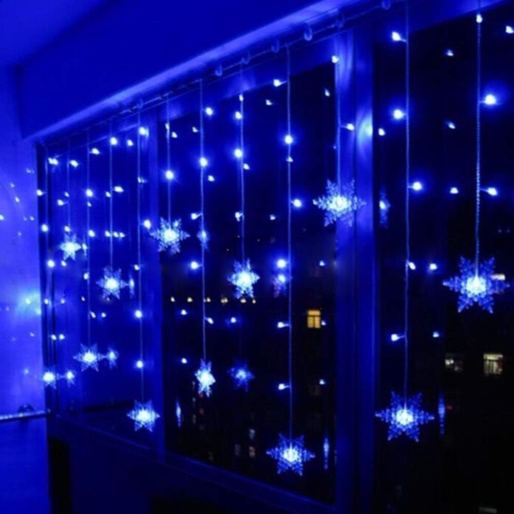 3,5 M lumihiutalevaloverho, 96 LED-nauhaa 8 valotilaa, ikkunoiden koristelu, joulu, häät, syntymäpäivä, koti, patio - sininen hinta ja tiedot | Tuuletinvalaisimet | hobbyhall.fi