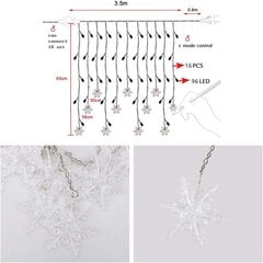 3,5 M lumihiutalevaloverho, 96 LED-nauhaa 8 valotilaa, ikkunoiden koristelu, joulu, häät, syntymäpäivä, koti, patio - lämmin valkoinen hinta ja tiedot | Tuuletinvalaisimet | hobbyhall.fi