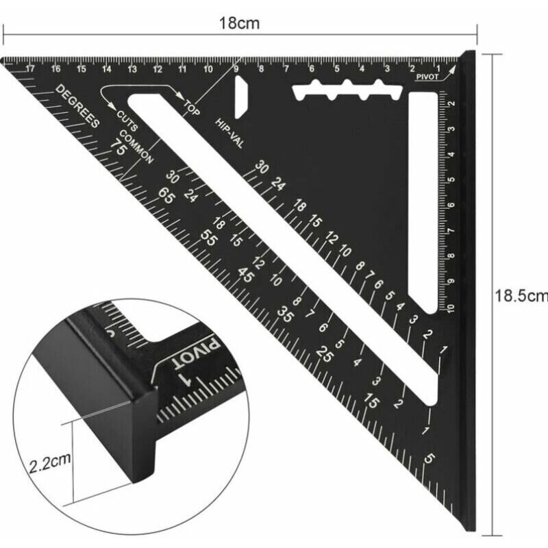 Carpenter Square 180mm metallialumiini astelevyn kulma 45 90 astetta hinta ja tiedot | Toimistotarvikkeet | hobbyhall.fi