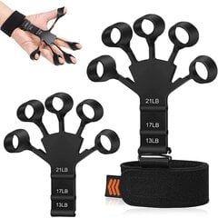 Harjoitusvälineet Finger trainer 6 eri vastuksella 2 kpl Black Black hinta ja tiedot | Kauneudenhoitotarvikkeet | hobbyhall.fi