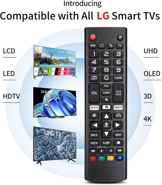 Yleiskaukosäädin LG Smart TV:lle, LCD, LED, 3D, HDTV, AKB75095308, AKB75095307, AKB73715601, yhteensopiva kaikkien LG:n kaukosäätimien kanssa