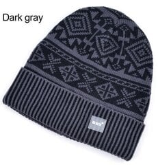 (Tummanharmaa)Syksy ja talvi pipo Jacquard Cap Miesten Skullies Bonnet Villahattu Balaclava Neuloa Hatut miehille Meanies Chapeau hinta ja tiedot | Naisten päähineet | hobbyhall.fi