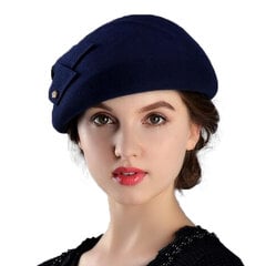 (56 cm - 58 cm Navy Blue) Ranskalaiset baretit Lippikset naisille Muoti 100 % villaa huopa Fedora hattu Talvisininen Purppura Punainen Kirkko Naisten Vintage Cloche Hatut hinta ja tiedot | Naisten päähineet | hobbyhall.fi