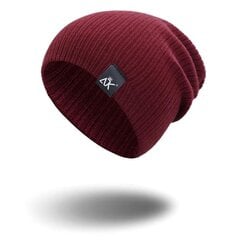 (viininpunainen) Neulottu Pipo Naisten Hattu Talvi Miesten Skullies Pipot Lämmin rento Slouchy Hat Virkattu Pipo Hattu Naisten Laukku Lippis Halpa hinta ja tiedot | Naisten päähineet | hobbyhall.fi