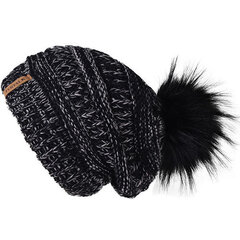 (Musta harmaa) Syksy talvi pipo naisille Neulottu Pompom Hat Slouchy Beanie Skullies naisille Musta punainen Keltainen konepelti hinta ja tiedot | Naisten päähineet | hobbyhall.fi