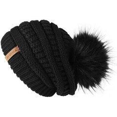 (Musta) Syksyn talvi pipo naisille Neulottu pompom-hattu Slouchy pipo Skullies naisille Musta punainen Keltainen konepelti hinta ja tiedot | Naisten päähineet | hobbyhall.fi