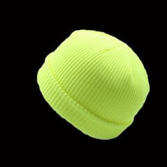 (Fluoresoiva keltainen)Miehet Naiset Neulottu Hattu Pipo Skullcap Sailor Cap Cuff Brimless Retro Pehmeä Lyhyt Unisex HipHop Joustava Lämmin Talvi Ski Pipo hinta ja tiedot | Naisten päähineet | hobbyhall.fi