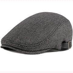 (55-60cm Raidallinen musta harmaa)HT2888 Baretit Miesten Laadukas syystalvivillahattu Raidallinen Ivy Newsboy Flat Cap Taiteilija Maalari Hattu Miesten Säädettävä Baretti Lippalakki hinta ja tiedot | Naisten päähineet | hobbyhall.fi