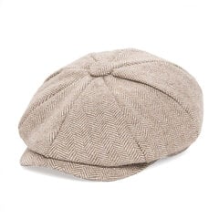 (52cm Kevyt kahvi) Pienikokoinen Baker Poika Lippalakki Villasekoitus Newsboy Lippikset Poika Tyttö Miehet Naiset Herringbone Flat Hat Kuljettaja Gatsby Hatut Cabbies 001 hinta ja tiedot | Naisten päähineet | hobbyhall.fi