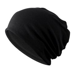 (Musta)Puuvilla Slouchy Beanie Hat Skull Cap Chemo Päähineet Lippis Turbaani naisille Miehille - Muodikas Solid Sleeping Cap hinta ja tiedot | Naisten päähineet | hobbyhall.fi