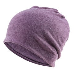 (Purppura)Puuvilla Slouchy Beanie Hat Skull Cap Chemo Päähineet Lippis Turbaani naisille Miehille - Muodikas Solid Sleeping Cap hinta ja tiedot | Naisten päähineet | hobbyhall.fi