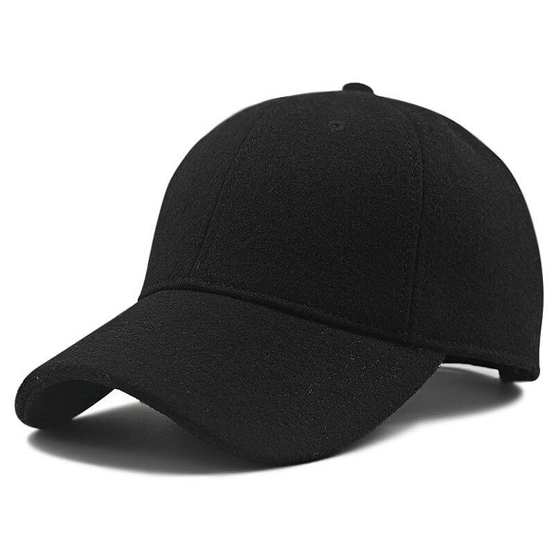 (56-60cmMusta) Miesten talvi isokokoinen huopabaseball-lippis isopää miesten fleecevuorattu urheiluhattu plus koon villaiset snapback-lakit 56-60cm 61-68cm hinta ja tiedot | Naisten päähineet | hobbyhall.fi