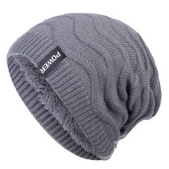 (54cm-62cm harmaa)Uusi Unisex POWER Label talvihatut miehille ja naisille Wave Design Lisää turkisvuorattu Lämmin Ski Pipo Neulottu Hattu Laadukas Bonnet Cap hinta ja tiedot | Naisten päähineet | hobbyhall.fi