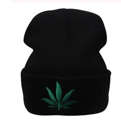 (One SizeBlack)Uudet Miehet Naiset Talvi Weed Leaf Pipo Hatut Lämpimät Hip Hop Punk Neulominen Talvihattu naisille Syksy Villa Cap Skullies Musta Hattu hinta ja tiedot | Naisten päähineet | hobbyhall.fi