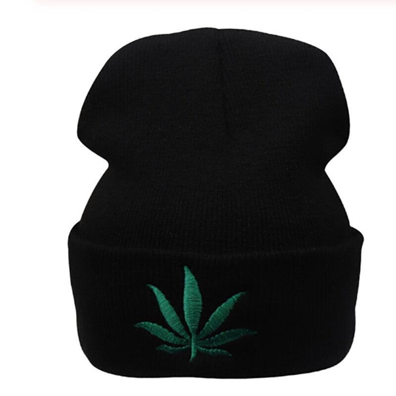 (One SizeBlack)Uudet Miehet Naiset Talvi Weed Leaf Pipo Hatut Lämpimät Hip Hop Punk Neulominen Talvihattu naisille Syksy Villa Cap Skullies Musta Hattu hinta ja tiedot | Naisten päähineet | hobbyhall.fi