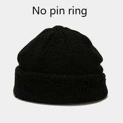 (54-59cmMusta)Talvi Harajuku y2k Pipot Neulottu Hattu Naisten Muoti Lämmin Paksu Gorro Miesten Hip Hop Pin Hole Skullcap Lyhyt Hattu Unisex Basic Cap hinta ja tiedot | Naisten päähineet | hobbyhall.fi