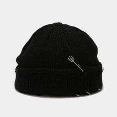 (54-59cmMusta)Talvi Harajuku y2k Pipot Neulottu Hattu Naisten Muoti Lämmin Paksu Gorro Miesten Hip Hop Pin Hole Skullcap Lyhyt Hattu Unisex Basic Cap hinta ja tiedot | Naisten päähineet | hobbyhall.fi