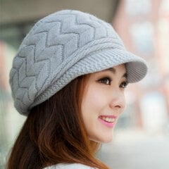 (56cm-58cmHarmaa)Neulottu hattu Naisten Syksy Talvi Hatut Naisten Pipo Tytöt Skullies CAPS Bonnet Femme SnapBack Lämmin Plus samettihattu Sombrero Mujer hinta ja tiedot | Naisten päähineet | hobbyhall.fi