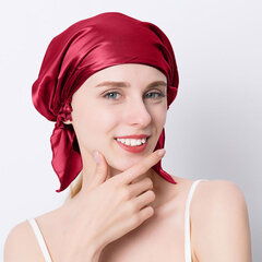 (One SizeWine punainen) 100 % Natural Mulberry Silk Night Silk Cap unilappu Pure Silk Hair Wrap Sleeping Pipo Naisten Tytölle 19 Äiti hinta ja tiedot | Naisten päähineet | hobbyhall.fi