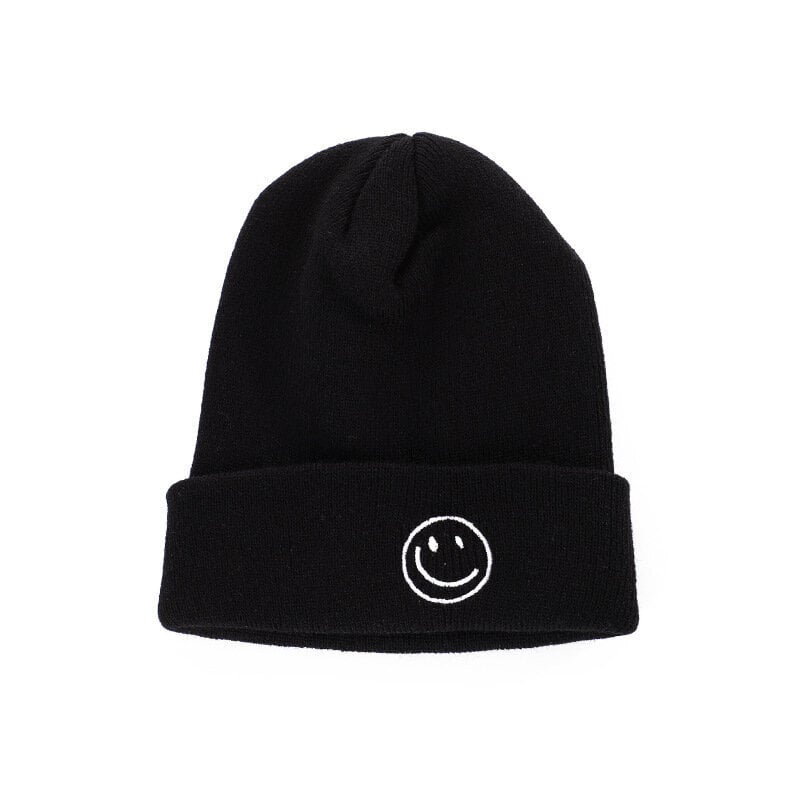 (Musta) Pipot Skullies Naisten hattu Söpö Hymy Virkattu ilme Neule Kupit Miesten Hip Hop Caps Unisex Syksy Talvihatut Naiset hinta ja tiedot | Naisten päähineet | hobbyhall.fi