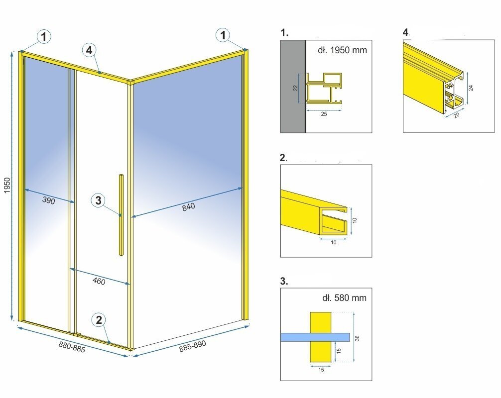 Suihkukaappi REA Solar light gold, 80x100 hinta ja tiedot | Suihkukaapit ja suihkunurkat | hobbyhall.fi