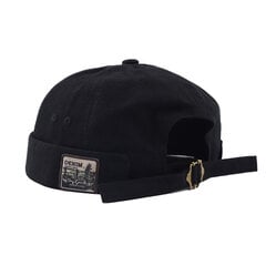 (One SizeBlack) Miehet Naiset Retro Dome Meloni Brimless Pipo Unisex Skullcap Sailor Puuvilla Mekaanikko Trendikäs väri Elastiset paneelit Docker Hat hinta ja tiedot | Naisten päähineet | hobbyhall.fi