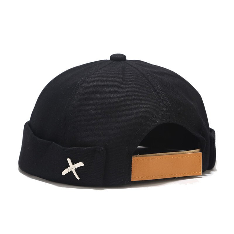 (One SizeX Black) Miehet Naiset Retro Dome Meloni Brimless Pipo Unisex Skullcap Sailor Puuvilla Mekaanikko Trendikäs väri Elastiset paneelit Docker Hat hinta ja tiedot | Naisten päähineet | hobbyhall.fi