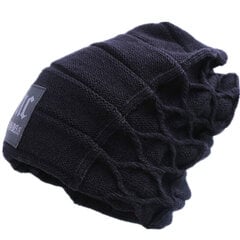 (One SizeBlack) Suojahattu miehille Pidä lämpimänä NC Knitting Plus Velvet Beanie Winter Solid Cap hinta ja tiedot | Naisten päähineet | hobbyhall.fi