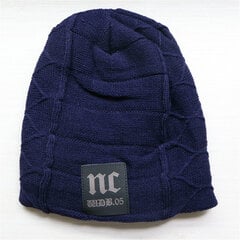 (One SizeNavy Blue) Suojahattu miehille Pidä lämpimänä NC Knitting Plus Velvet Beanie Winter Solid Cap hinta ja tiedot | Naisten päähineet | hobbyhall.fi