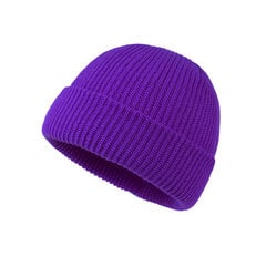 (Tumman violetti) 2024 Miesten Muoti Neulotut Hatut Poika Pääkallohattu Miesten Pipo Talvi Retro Brimless Baggy Melon Cap Cuff Docker Fisherman Asusteet hinta ja tiedot | Naisten päähineet | hobbyhall.fi