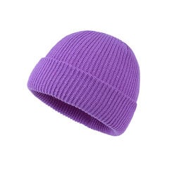 (Vaaleanvioletti) 2024 Miesten Muoti Neulotut Hatut Pojan Pääkallohattu Miesten Pipo Talvi Retro Brimless Baggy Melon Cap Cuff Docker Fisherman Asusteet hinta ja tiedot | Naisten päähineet | hobbyhall.fi