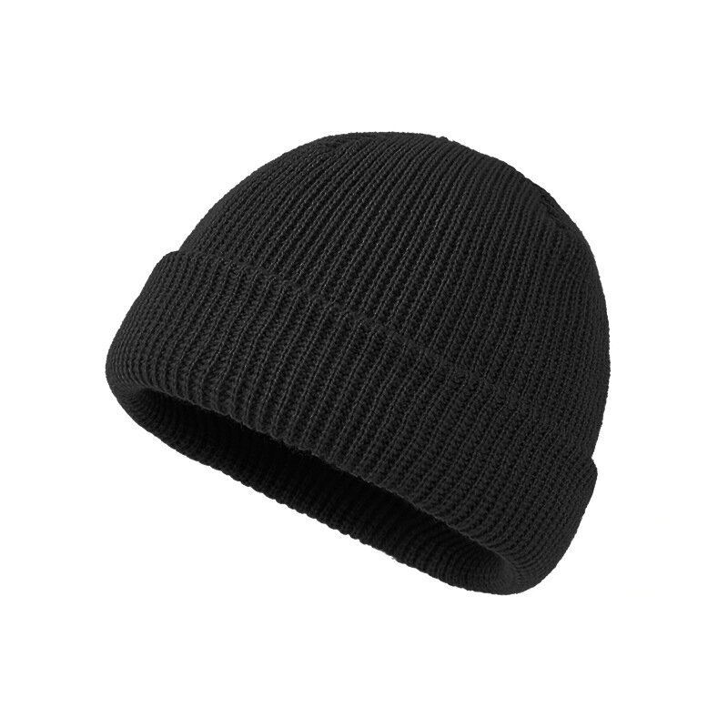 (Musta) 2024 Miesten Muoti Neulotut Hatut Poika Pääkallohattu Miesten Pipo Talvi Retro Brimless Baggy Melon Cap Cuff Docker Fisherman Asusteet hinta ja tiedot | Naisten päähineet | hobbyhall.fi