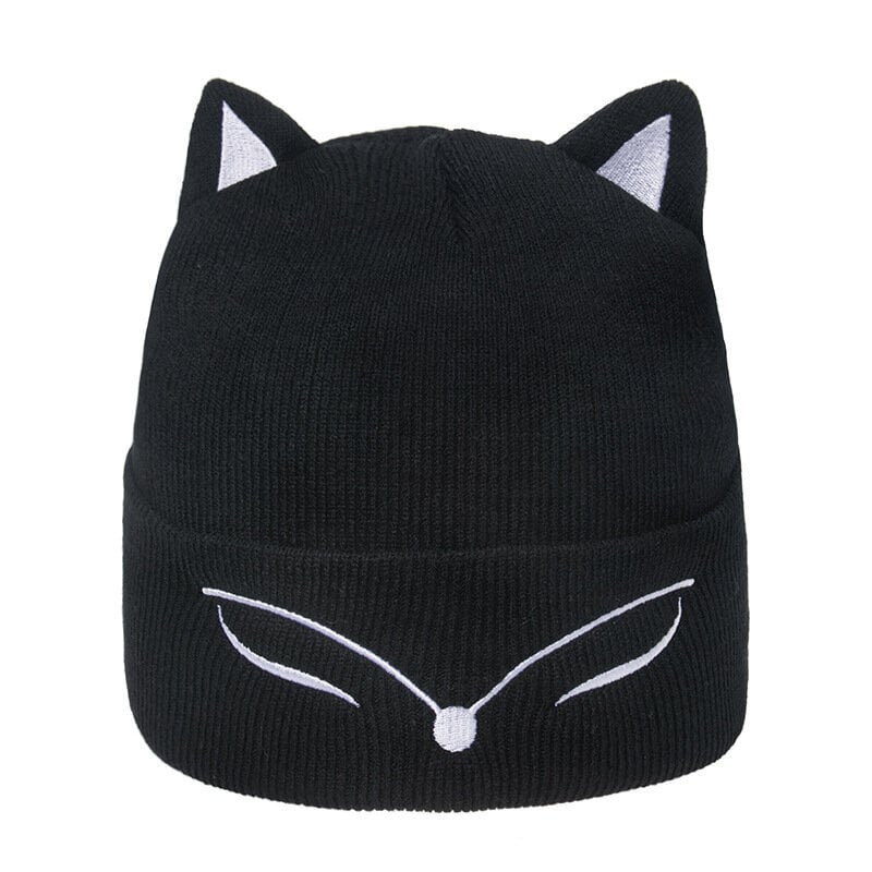 (Musta)Uudet Soft Fox Ear Beanies -talvihatut naisille Lämpimät neulotut korvat Skullies Cap Stretch akryylihattu hinta ja tiedot | Naisten päähineet | hobbyhall.fi