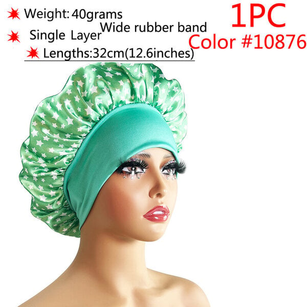 (1kpl väri10876)Silk Hair Bonnet satiini cheveux nuit Yksi kaksikerroksinen silkkihiuslaki naisille Sleeping Adjust Pääsuojus Hattu Kauneustuotteet