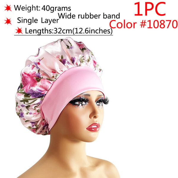 (1kpl väri10870)Silk Hair Bonnet satiini cheveux nuit Yksi kaksikerroksinen silkkihiuslaki naisille Sleeping Adjust Pääsuojus Hattu Kauneustuotteet