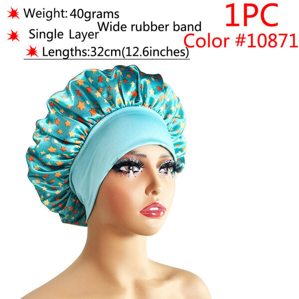 (1kpl väri10871)Silk Hair Bonnet satiini cheveux nuit Yksi kaksikerroksinen silkkihiuslaki naisille Sleeping Adjust Pääsuojus Hattu Kauneustuotteet