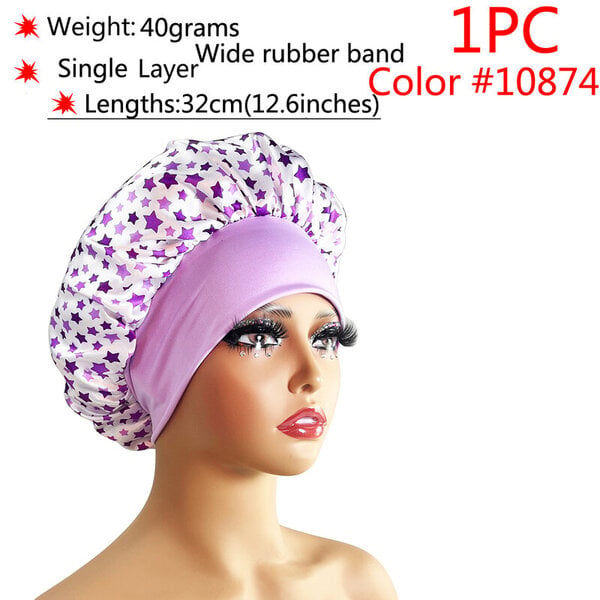 (1kpl väri10874)Silk Hair Bonnet satiini cheveux nuit Yksi kaksikerroksinen silkkihiuslaki naisille Sleeping Adjust Pääsuojus Hattu Kauneustuotteet