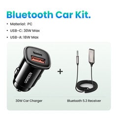 Bluetooth Aux -sovitin Langaton auton Bluetooth-vastaanotin USB-3,5 mm:n liittimeen Audio Music Mic Handsfree adapteri auton kaiuttimelle hinta ja tiedot | USB-sovittimet äänentoistoon | hobbyhall.fi