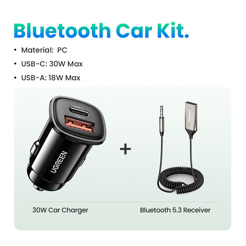 Bluetooth Aux -sovitin Langaton auton Bluetooth-vastaanotin USB-3,5 mm:n liittimeen Audio Music Mic Handsfree adapteri auton kaiuttimelle hinta ja tiedot | USB-sovittimet äänentoistoon | hobbyhall.fi