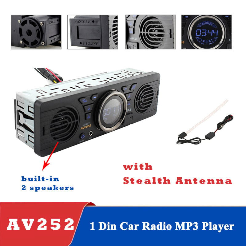 AV252 sisäänrakennettu 2 kaiutinta autoradio 12V Bluetooth handsfree FM USB SD AUX IN audio kojelauta stereo MP3-soitin hinta ja tiedot | USB-sovittimet äänentoistoon | hobbyhall.fi