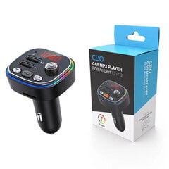 C20 Car FM-lähetin tupakansytytin Dual USB 5V 3.1A Pikalaturi Audiosoitin Bluetooth Värikkäillä valoilla MP3-soitin hinta ja tiedot | USB-sovittimet äänentoistoon | hobbyhall.fi