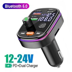 Auton Bluetooth 5.0 FM-lähetin Langaton handsfree-äänivastaanotin Auton MP3-soitin 2USB-pikalaturi Auton elektroniikkatarvikkeet hinta ja tiedot | USB-sovittimet äänentoistoon | hobbyhall.fi