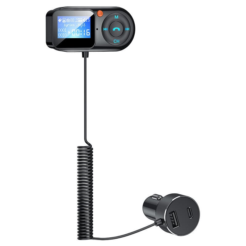 Langaton Bluetooth 5.0 FM-lähetin Auto MP3-soitin Handsfree-autosarja LCD Aux Audio USB-lataus PD18W Autotarvikkeet FM-moduuli hinta ja tiedot | USB-sovittimet äänentoistoon | hobbyhall.fi